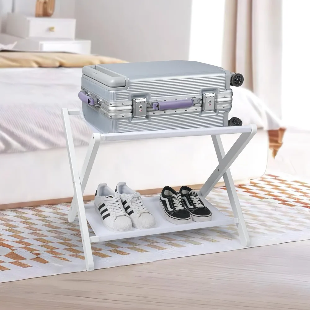 

Багажная полка, складная подставка для чемодана с полкой для хранения, набор из 2 шт., бамбуковая подставка для багажа для гостиной, Bedroon