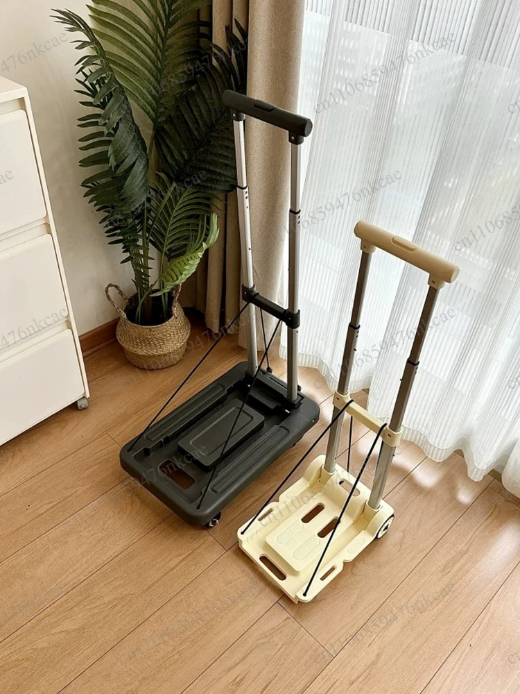 Portable foldable courier trolley to pull goods and carry luggage trolley