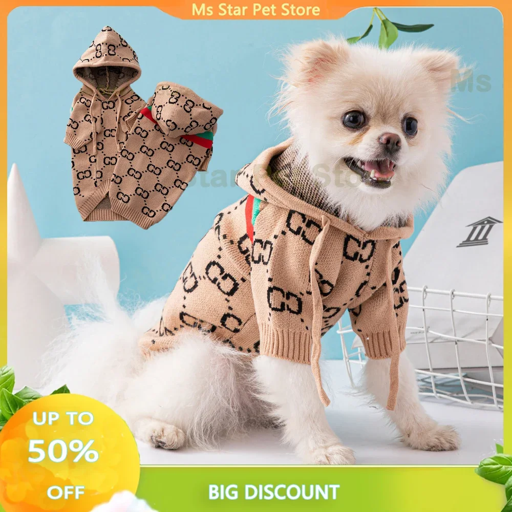 High-quality trendy pet sweater Yorkshire Chihuahua small and medium-sized dog thickened hooded fashion dog clothes in stock.