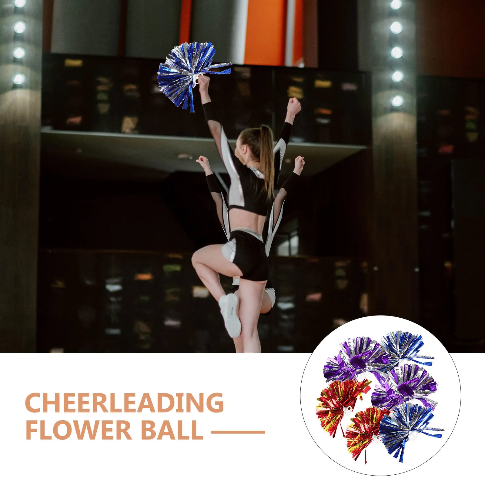

6pcs Hand Flowers Pompoms Reusable Cheerleader Props Pet Material Durable Cheering Sports Dancing Competition Team Spirit