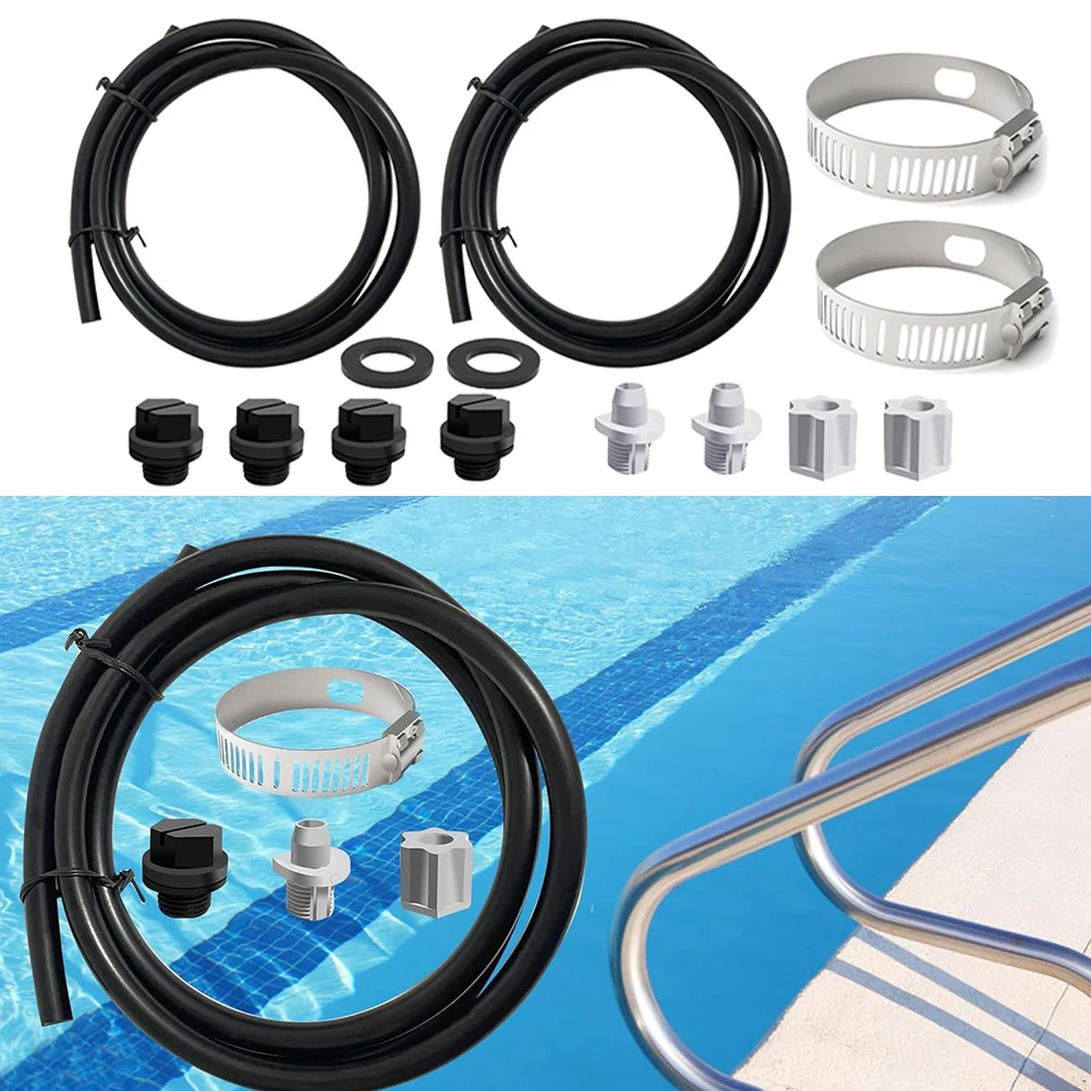 1 Set Pool Off-line Chlorinator Tubing Feeder Connection Pack Saddle Clamp Drain Plug 4ft Pipe For CL200/CL220 Series Feeder