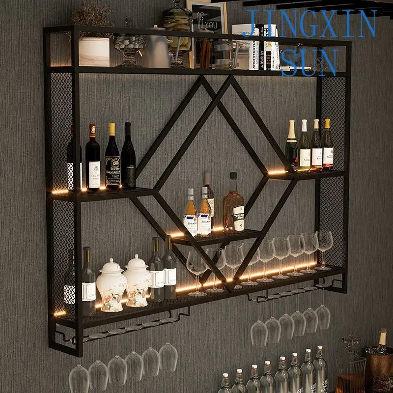 Living Room Bar Dining Room Wall-mounted Bar Counter Rack Wrought Iron Wall-mounted