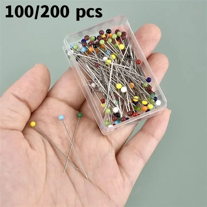 100/200 Pcs Sewing Pins Multicolor Head Pins 35MM Ball Head Pins for DIY Craft Sewing Dressmaker Jewelry Decoration