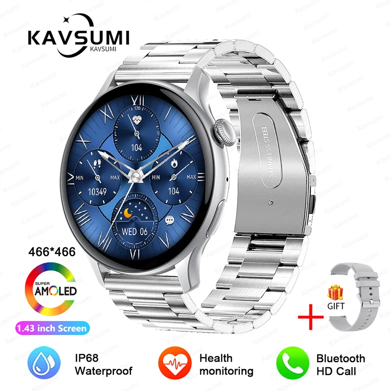 GUHUAVMI 2025, NEUE NFC-GPS-Smartwatch für Damen, AMOLED, immer auf dem Display, BT-Anruf, Herzfrequenz, Blutdruck, Fitness-Track, Smartwatch für Damen 7