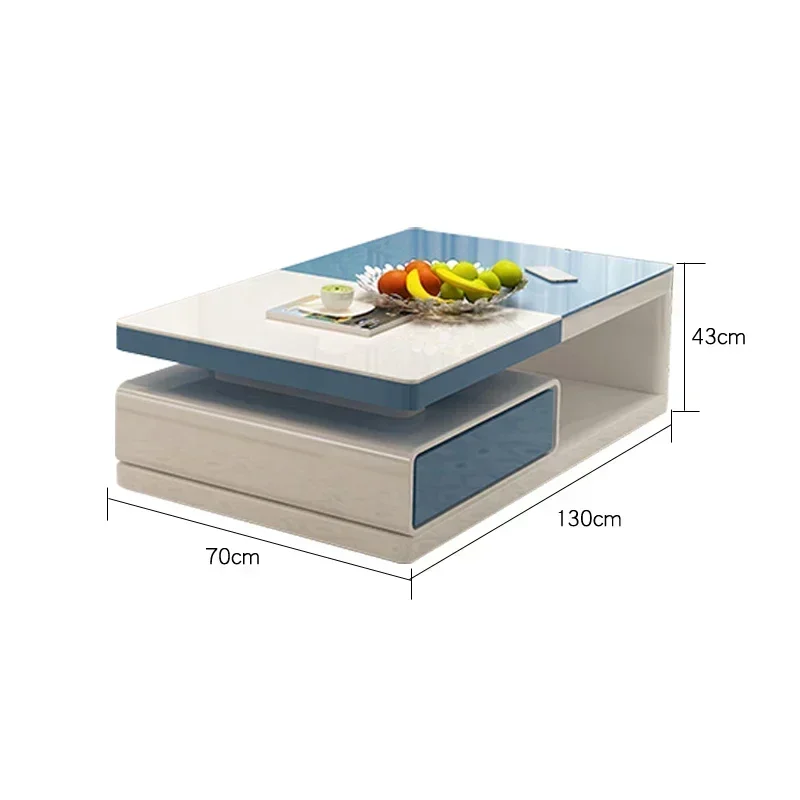

~Small Apartment Black and White Tempered Glass Coffee Table TV Cabinet Combination Coffee Table Furniture Living Room