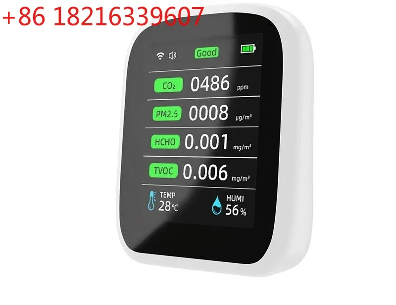 TAO PV28-CW 8-in-1 Air Quality Monitor Detector for CO2 PM1.0/PM2.5/PM10 HCHO TVOC Temperature Humidity