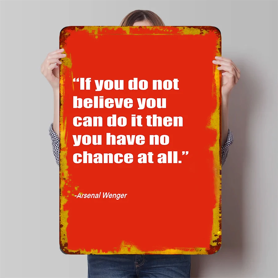 Citação inspiradora arte de parede de metal arsene wenger motivacional dizendo escritório sala de estudo decoração inglês propverb decoração para casa