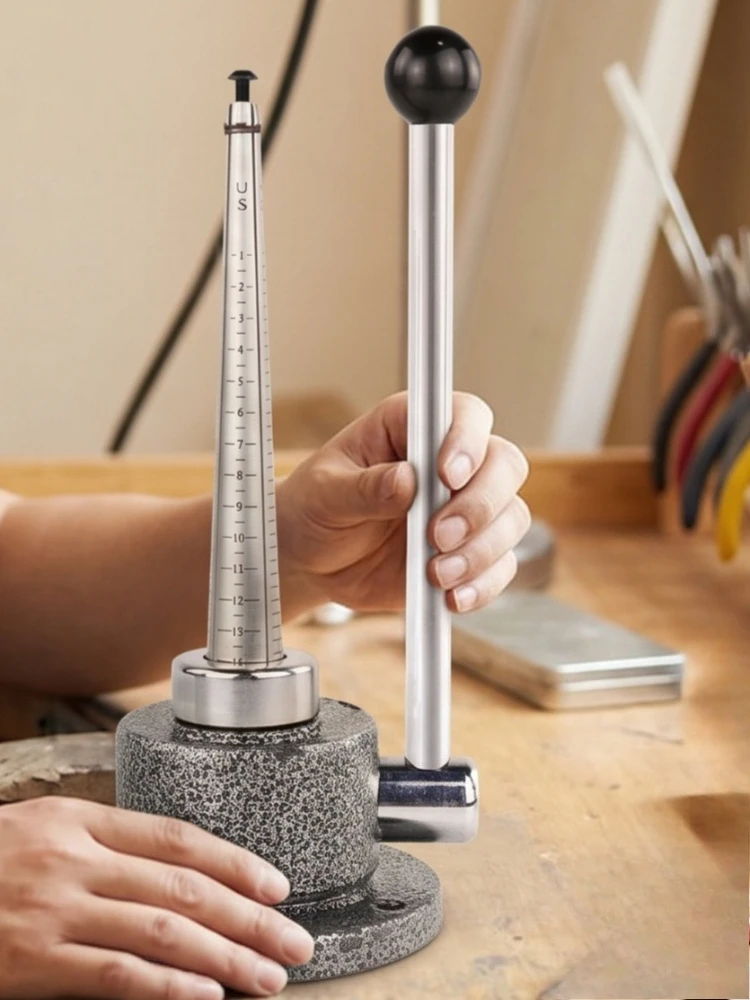 Ring Sizer Mandrel with 4 Scales EUR/US/JAPAN/HK Jewelry Craft Tool for Measuring Stretching and Shaping Rings