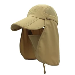 Connectyle Mens Women UPF 50+ Sun Visor Hat Adjustable Fishing Hats With Removable Face Mask Neck Flap Outdoor Cap