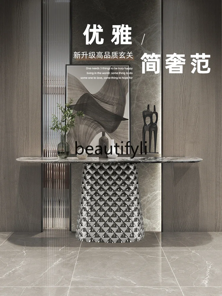

A48 Italian entrance table foyer, marble modern simple entrance cabinet Hotel villa, entrance terrace