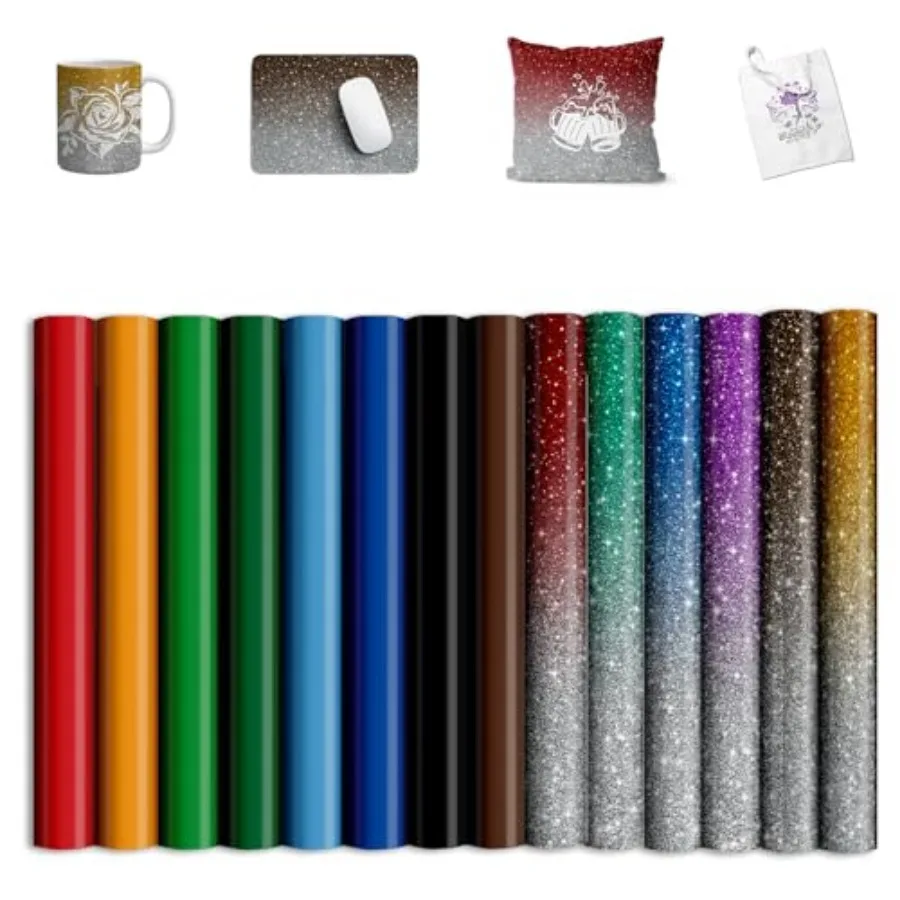 

Sublimation Transfer Ink Sheets for Cricut Heat Press, Solid Color Glitter Pre-Inked Transfer Paper for T-Shirts, Mugs, Tumbler