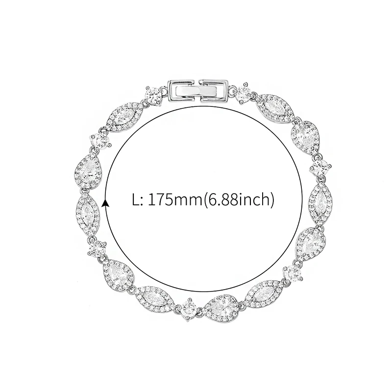 WEIMANJINGDIAN Brand Sparkly Halo Marquise and Pear Cut Cubic Zirconia Wedding Bridal Tennis Bracelet