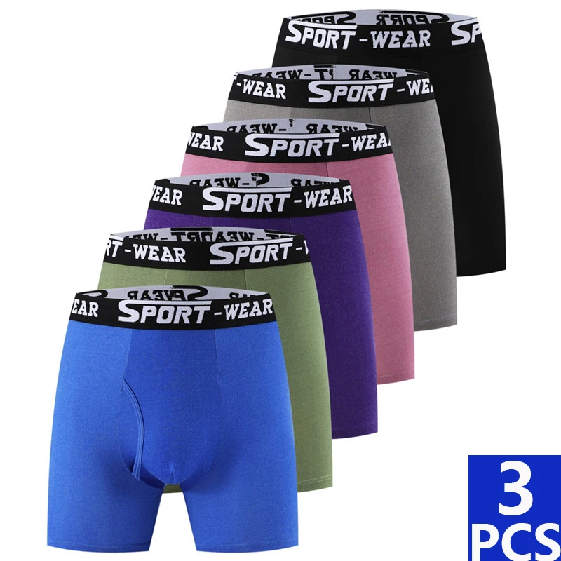 3PCS High Elasticity Four Corner Boxer Shorts for Men Breathable Fashionable Flat Angle Underwear