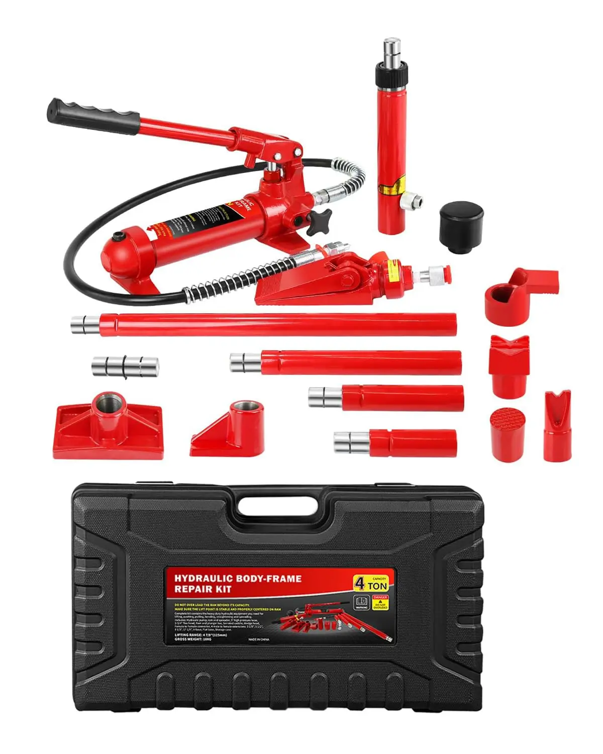 

Porta Power Kit, Hydraulic Ram Jack with 4.1 ft Extended Oil Hose & Carrying Case For Auto Repair, 8800/22000/44000 LBS