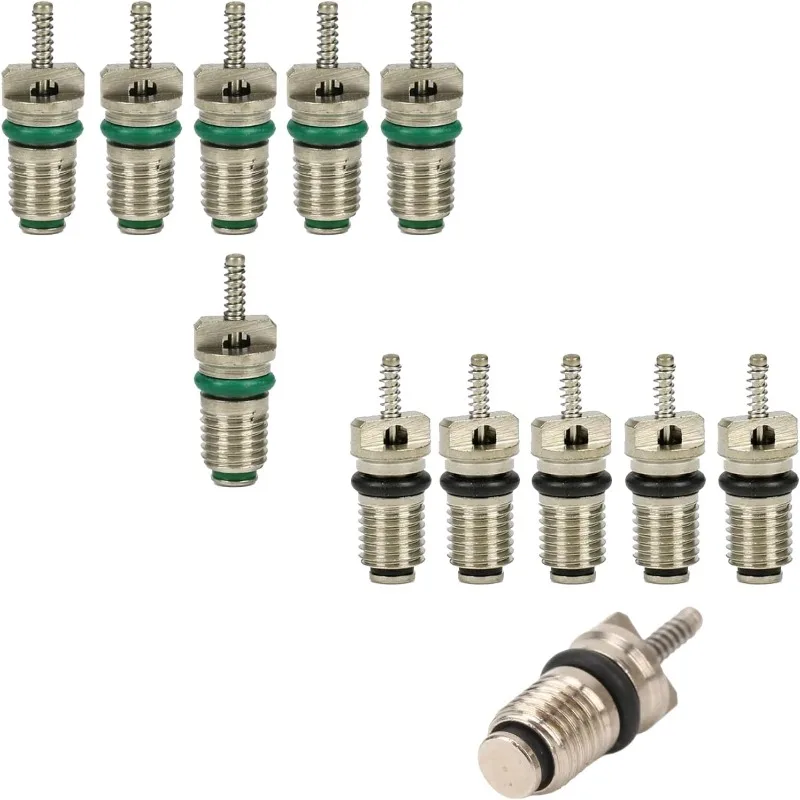 12PCS R134A Car AC Schrader Valve Core Kit High Pressure Leakproof 5.8x19.8mm Copper Rubber Valve Core for Auto Air Conditioning