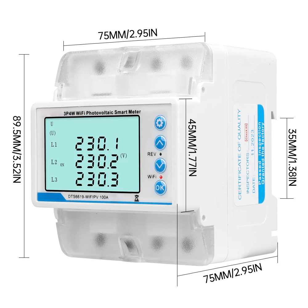 

Tuya WiFi 100A 3P4W Smart Energy Power kWh метр трехфазный автоматический защитный выключатель с защитой от повторного включения концевой выключатель