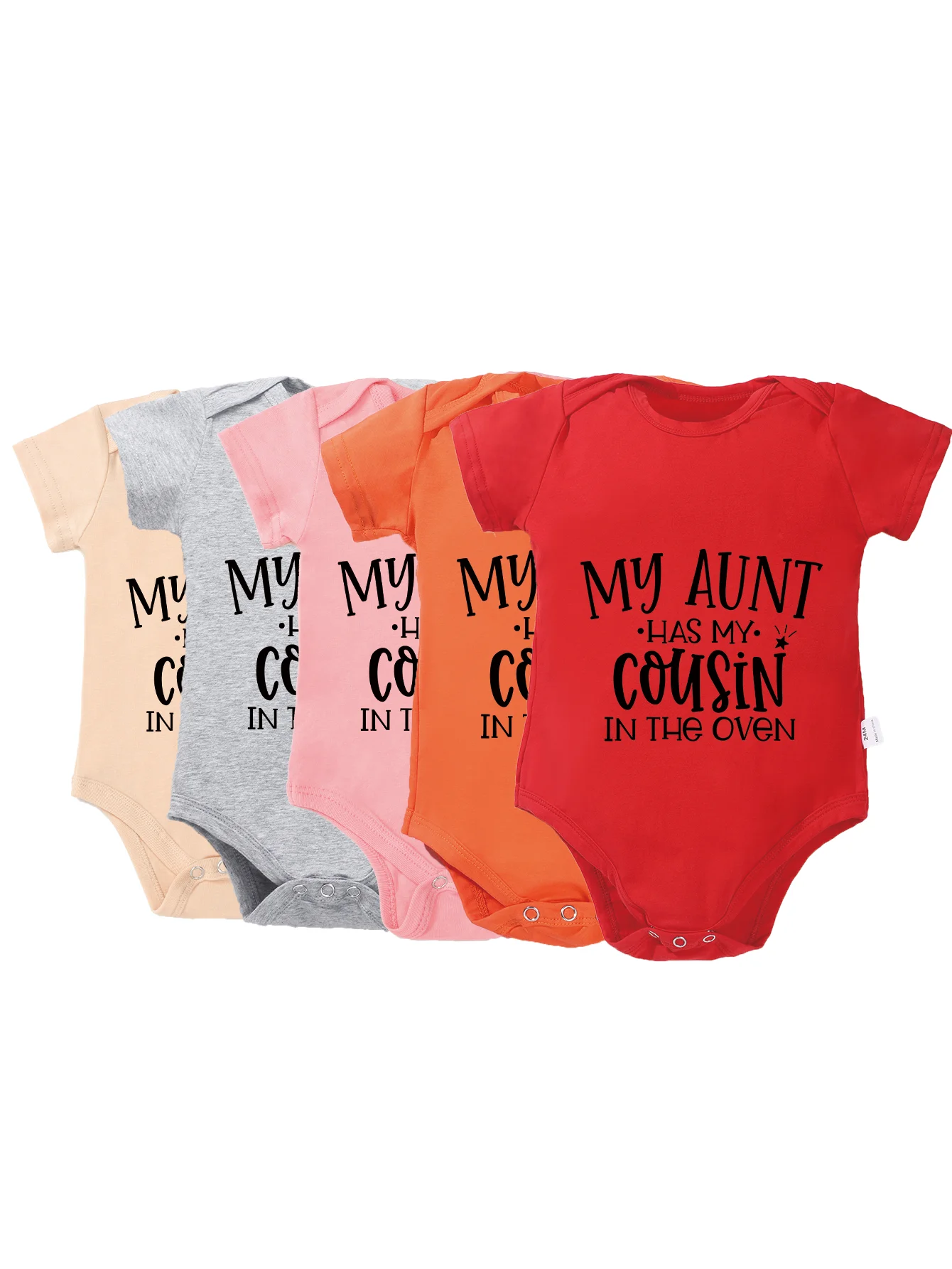 Fashion Clothes My Aunt Has My Cousin In The Oven Print Newborn Short Sleeve Toddler Rompers 0-24M Cute Bodysuit Infant Jumpsuit