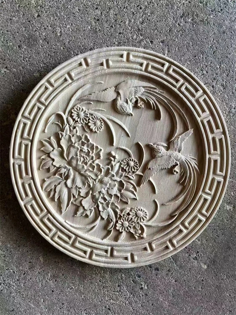 Solid wood relief ornament, home and office decoration, Chinese retro style, symbolizing auspiciousness