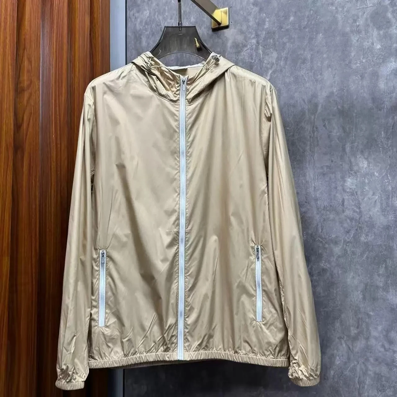 Italian gentleman four-sided elastic BC light thin hooded sunscreen casual jacket