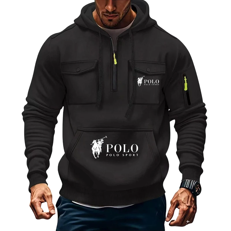 Nueva sudadera con capucha para hombre Otoño/Invierno de PLOL, ropa deportiva de calle al aire libre y marca informal, sudadera con capucha estampada, sudadera con media cremallera