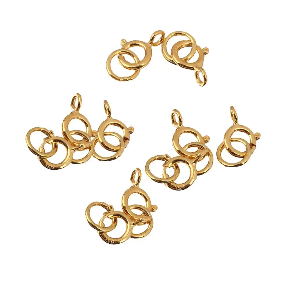 Jewelry Metal Spring Ring Clasp Gold Plated Sterling Silver Lobster Clasp Bracelet Chain Connector for Rings for Jewelry