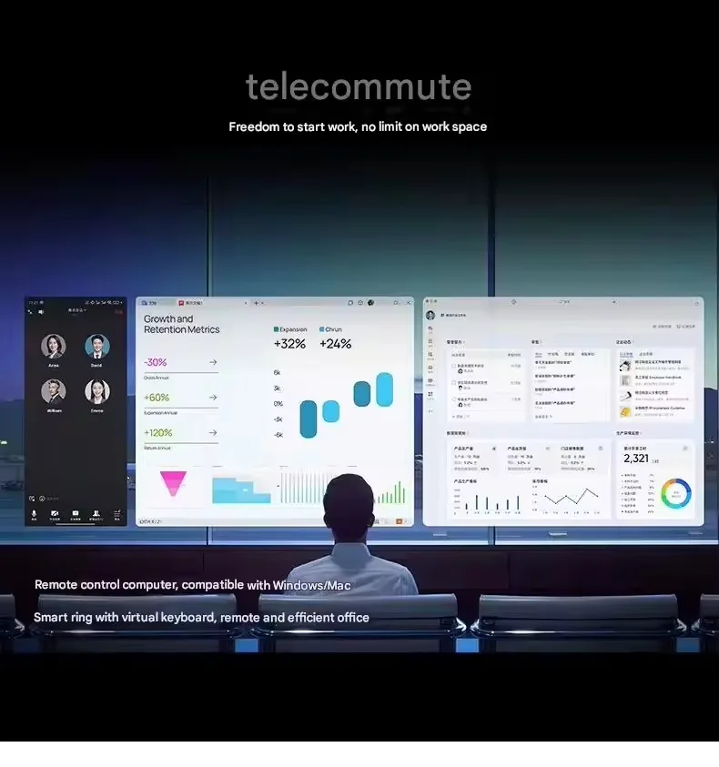 نظارات INMO Air 3 الذكية AR الجديدة بالألوان الكاملة وحدة تحكم لاسلكية حقيقية ترجمة في الوقت الحقيقي وموجه النص مع كاميرا الكل في واحد