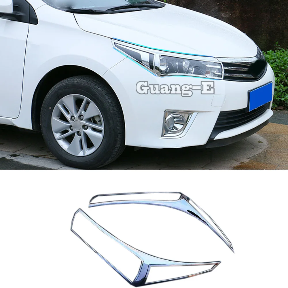 

Car Body Front Head Light Lamp Hood Molding Frame Stick ABS Chrome Cover Trim Part 2pcs For Toyota Corolla Altis 2014 2015 2016