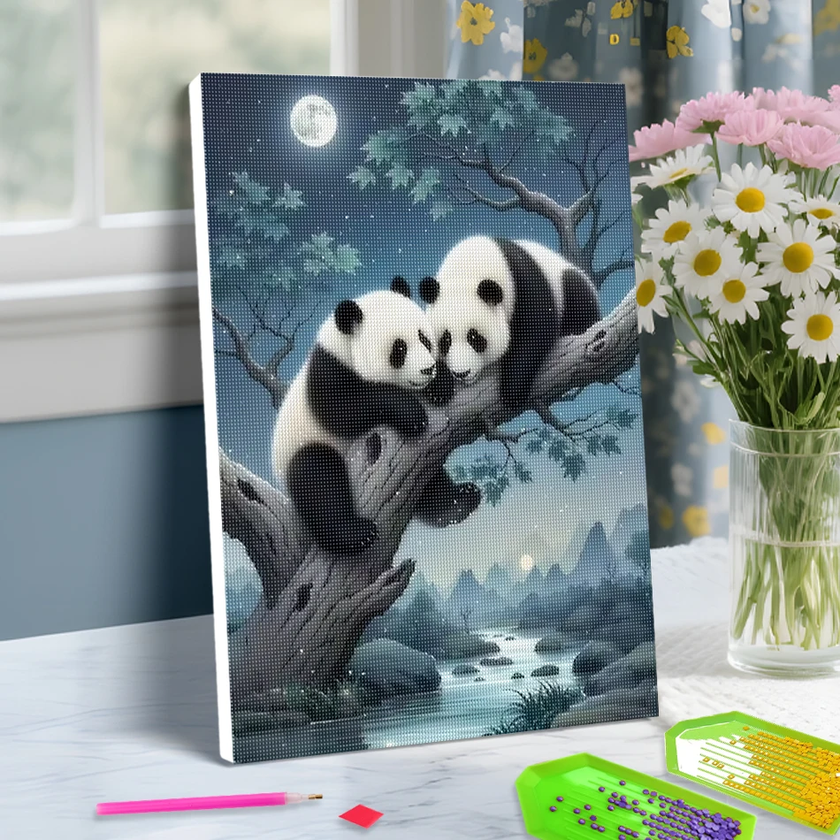 

SDOYUNO 5D Diamond Painting panda 20X30cm ready frame Full Square/Round Drill 5D Diamond Pictures For Beginner Wall Art Picture