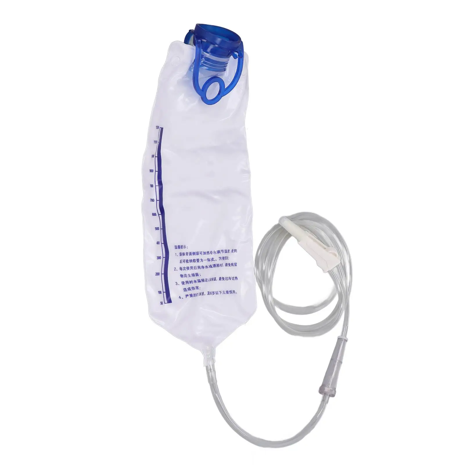 Durable PVC Enema Bag Kit with 74.8in Tube & Large Valve - 1200ml Portable Set for Home Use