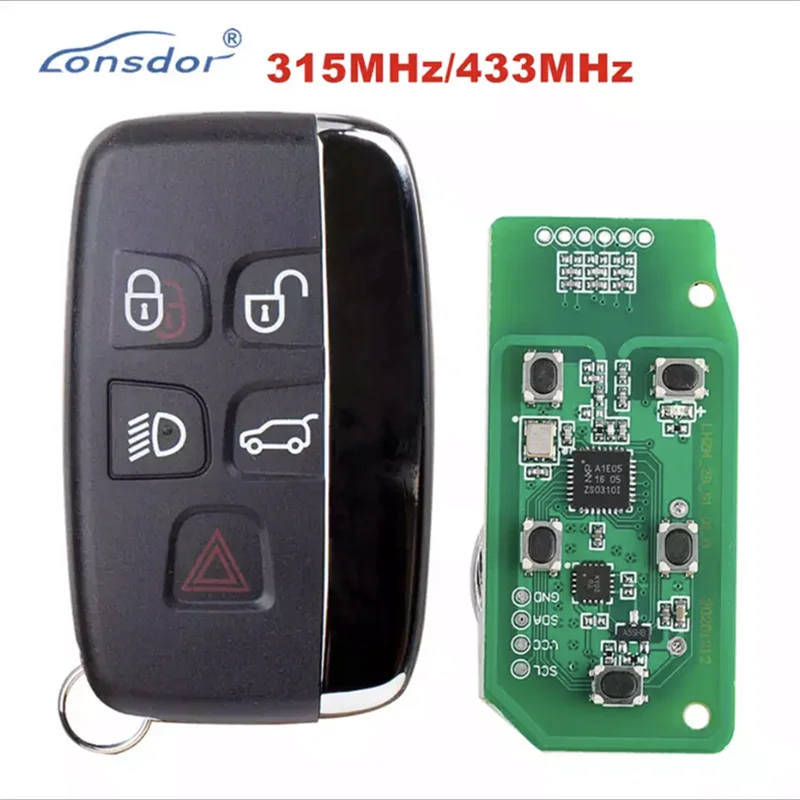 

XRNKEY Lonsdor Specific Smart Key 5 Buttons 315MHz/433MHz for Land Rover /Jaguar 2015-2018 year Work with K518ISE and K518S with