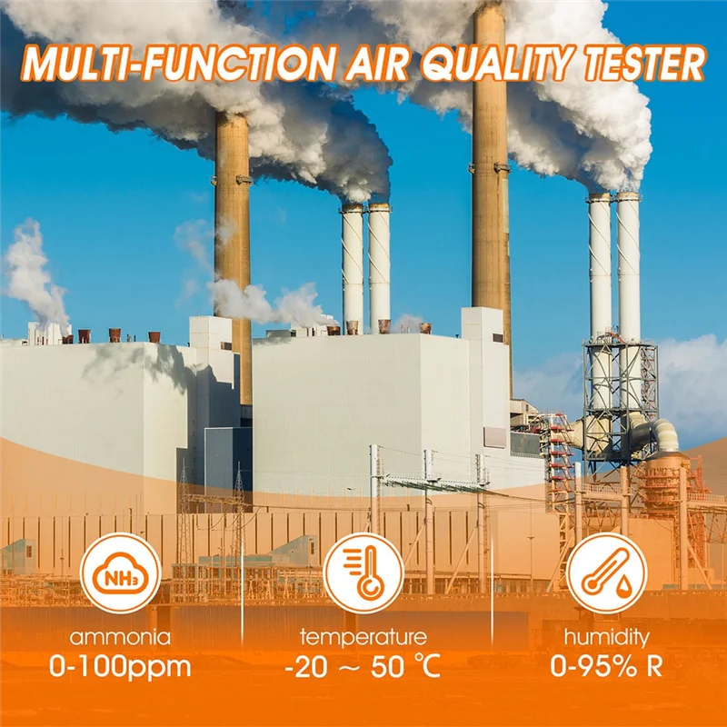 ABKQ-كاشف غاز الأمونيا المحمولة التحليل الكمي المستمر 9000B غاز الأمونيا Holdpeak 0-100Ppm شاشة LCD قابلة للشحن