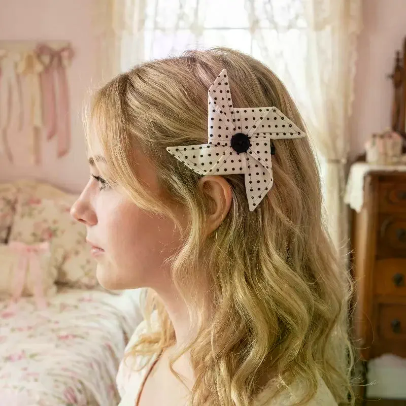 Polka Dot Windmill Shaped Hair Clip Cute Y2K Style Creativity Hair Clip For Daily Wear Photoshoot Girls Hair Accessories Funny