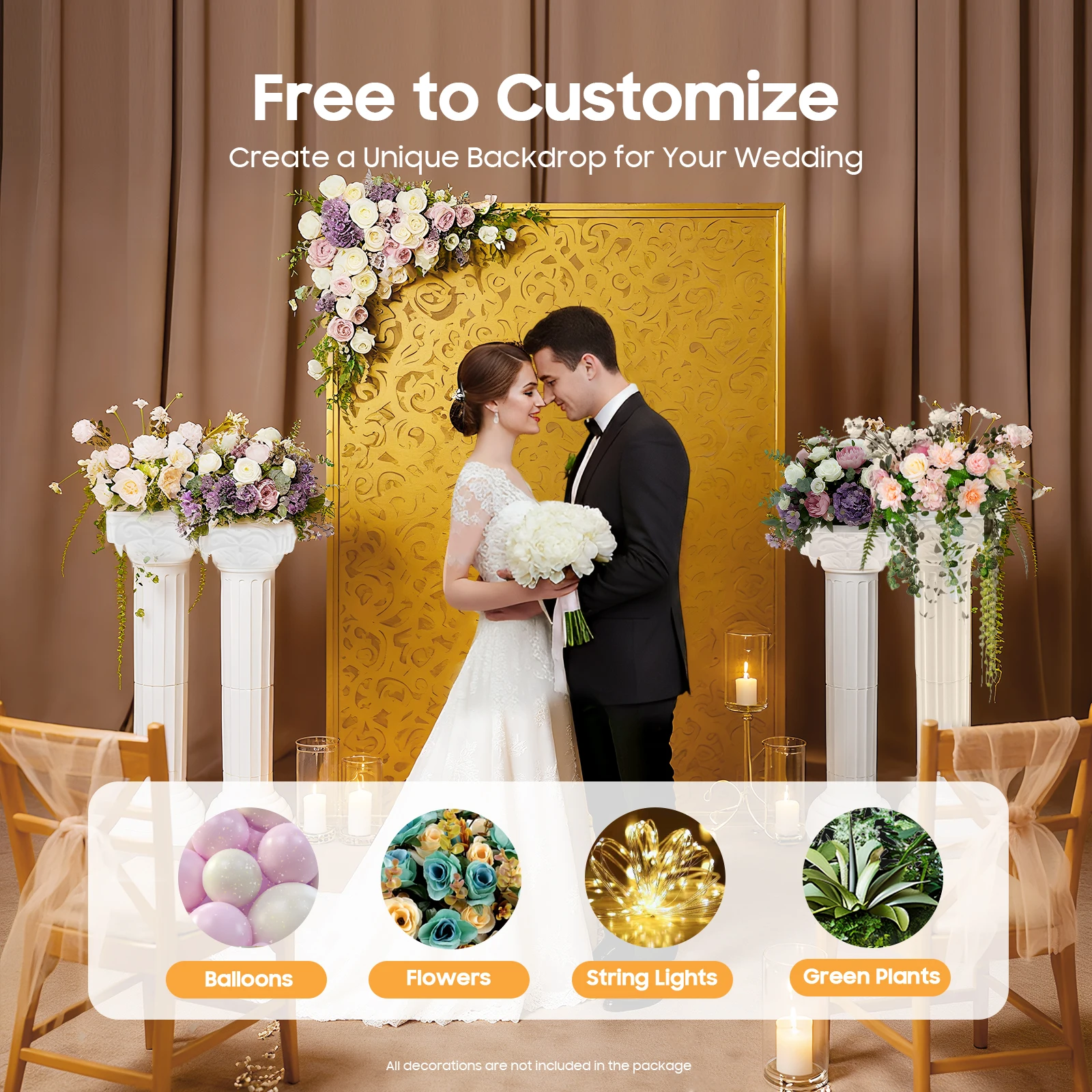 

4PCS Wedding Roman Pillars 27x88cm European Style Adjustable Height 110.23lbs Load for Wedding Party Garden