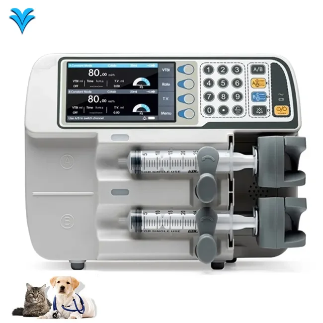 

Veterinary auto-injector medical portable dual-channel auto-injection pump intravenous infusion electronic syringe pump