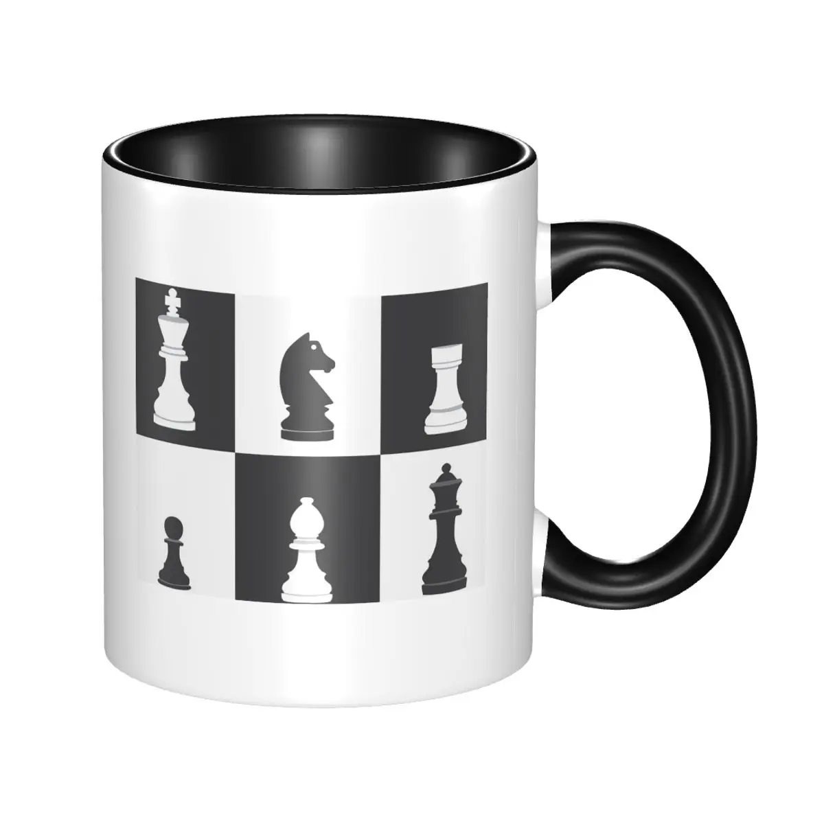 Strategic Sips Ceramic Mug | Elegant Chessboard & Pieces Design