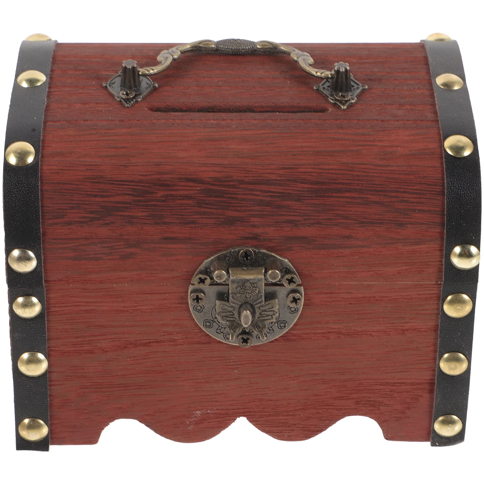 

Vintage Wood Coin Bank Exquisite Workmanship Sufficient Capacity Desktop Ornament Pirate Treasure Chest Kids Birthday Present