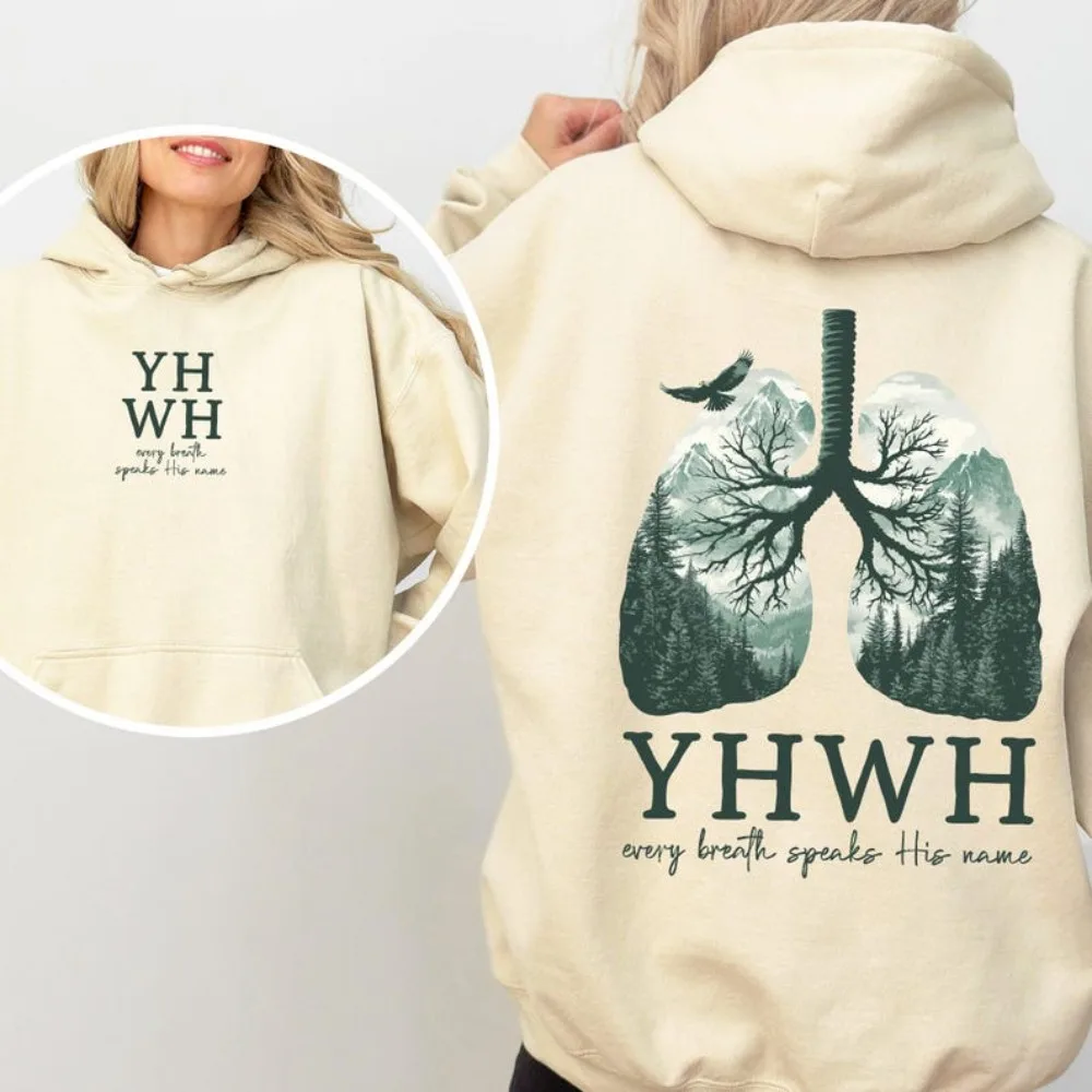 YHWH Lungs Christian Clothing Every Breath Speak His Name Hoodies Hebrew Name of God Faith Apparel Hoodie Men Women Sweatshirts