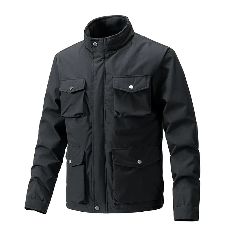 Pop American-style Advanced Sense Multi-pocket Workwear Coat For Men, New Style For Autumn And Winter, Casual Business Jacket M-