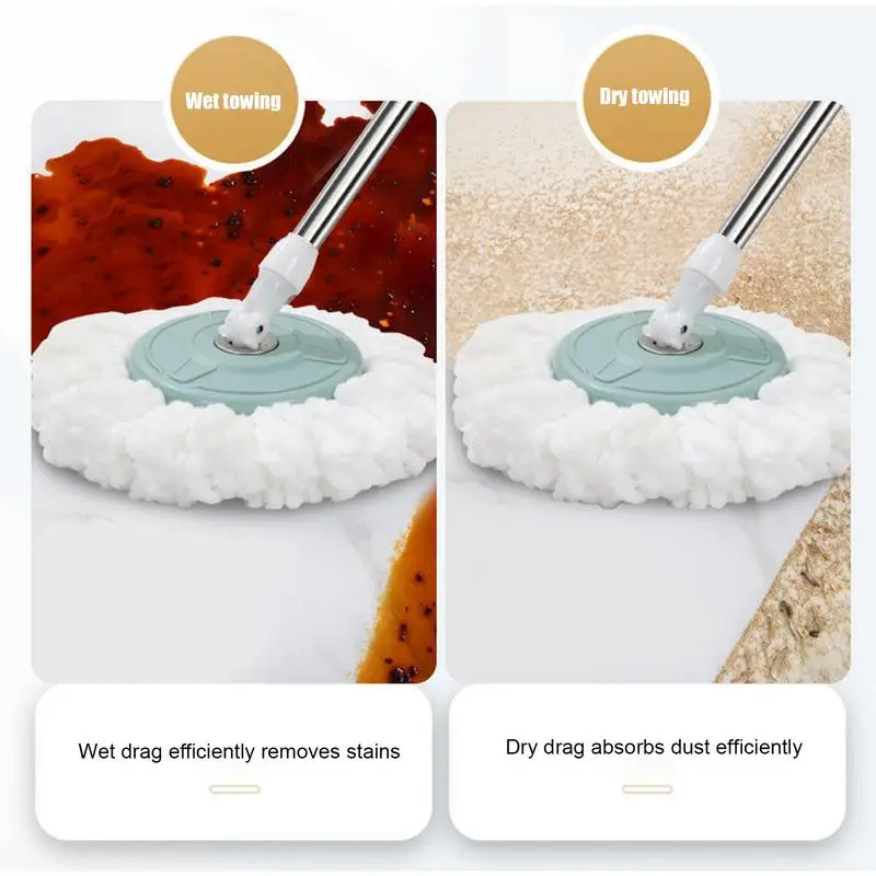 Spins Mop And Bucket Set With Wringer Automatic Rotating Spins Mop For Hands-free Living Room Kitchen Bathroom Cleaning