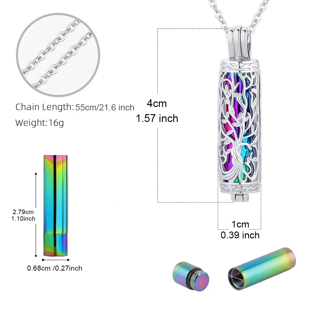 Cylinder Urn Necklace for Ashes for Women Men Cremation Jewelry Keepsake Memorial Human Pet Ashes Pendant
