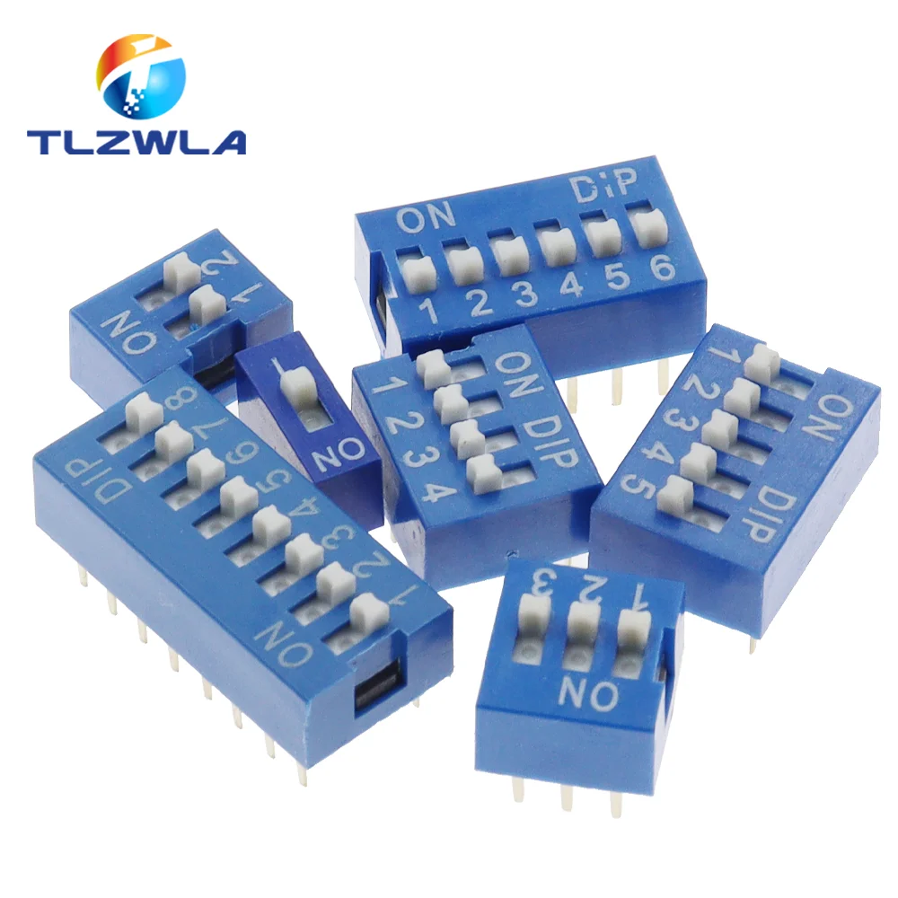 10PCS Red, Blue Toggle Switch Spacing 2.54MM DIP Dial The Code Switch 1 2 3 4 5 6 7 8 9 10 12 PIN Quick Switch