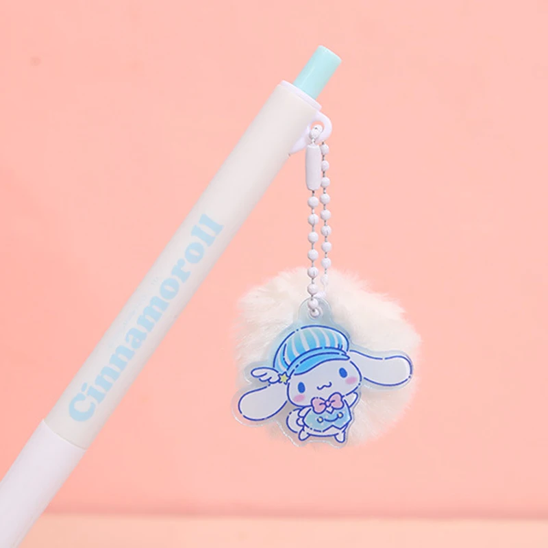 Genuine Sanrio Cute Cartoon Box Pen Student Stationery According To High Appearance Level Kuromi Hairball Pendant Pen Wholesale