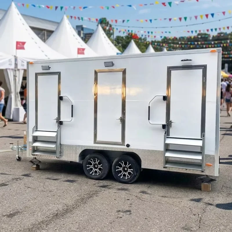 Luxury Mobile Restroom Customizable High Quality Portable Toilet Trailer for Camping Park Made FRP Sandwich Panel Material Wash
