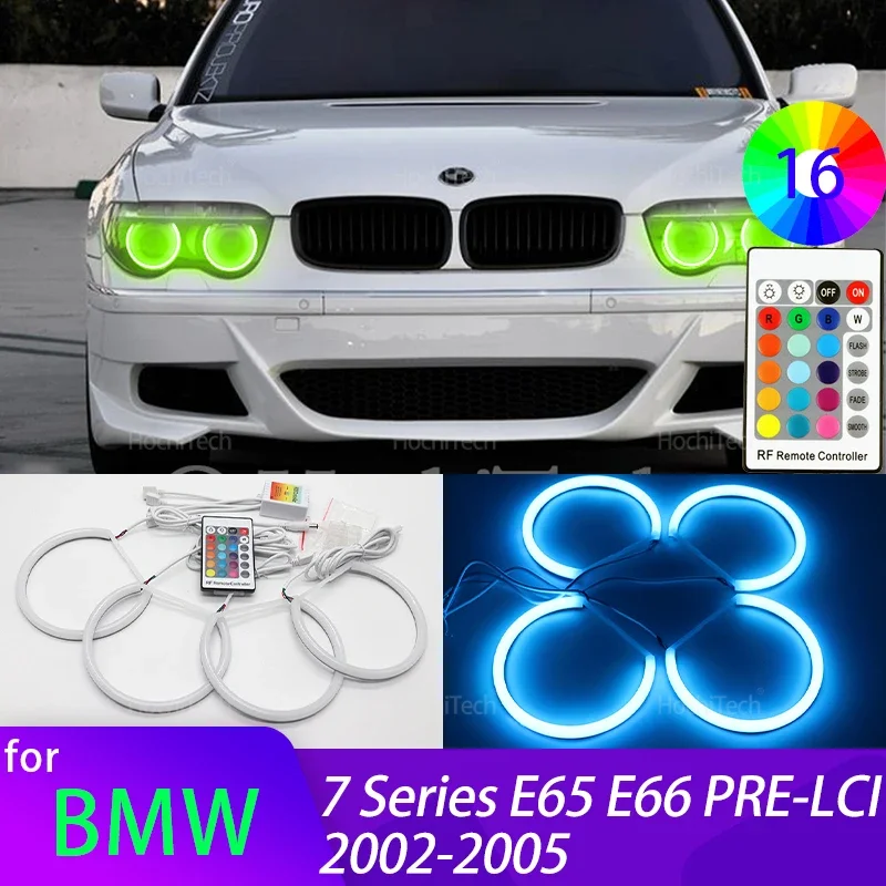 16-Color RGB Cotton LED Angel Eye Rings Daytime Light for BMW 7 Series E65 E66 PRE FACELIFT 745i 745Li 760Li 760i 2002-2005