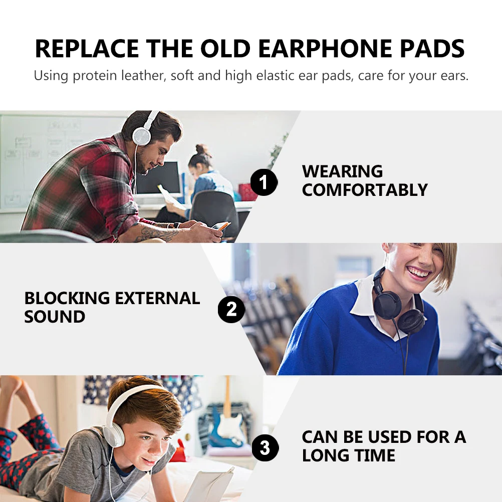 

Protein Headphone Ear Pads for T500BT T450BT TUNE600BTNC Soft Cushion Replace Old Pad White Color Comfortable Use