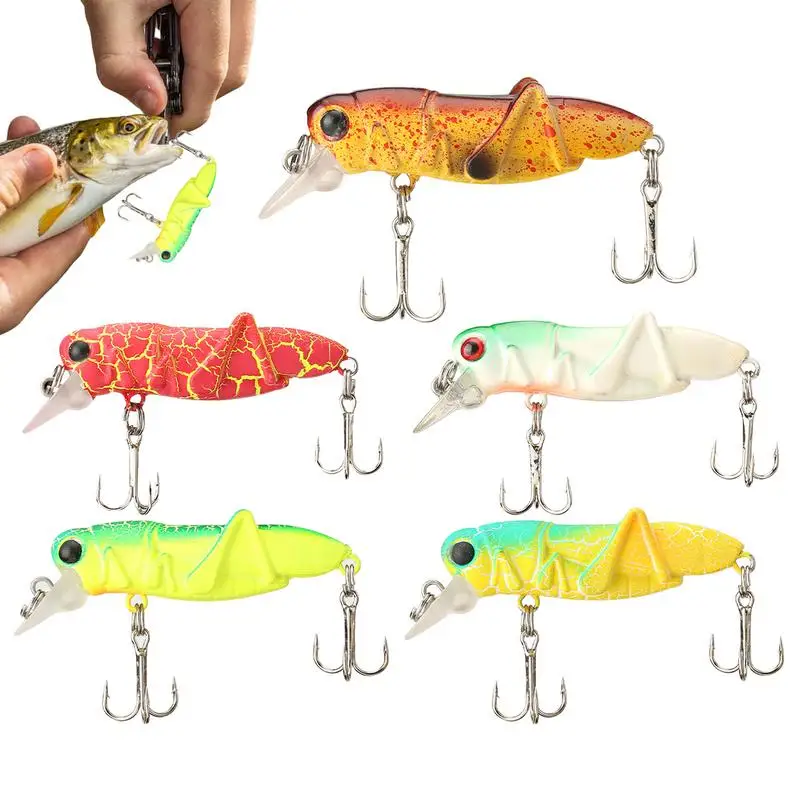 Grasshopper Fishing Lure 5pcs Grasshopper Crankbait Fishing Lure With Storage Box Artificial Hard Baits Hooks Topwater For