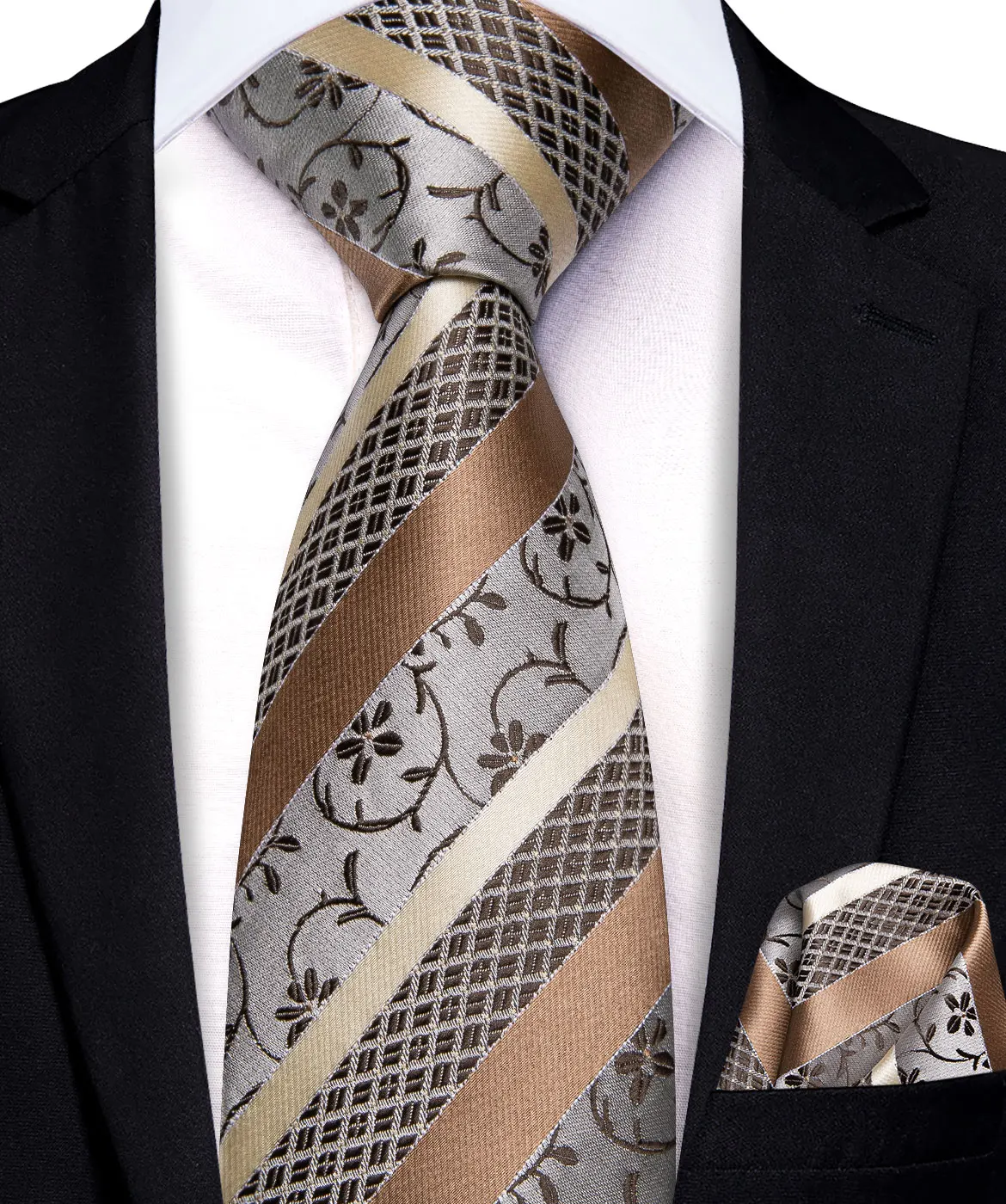 Hi-Tie Boys Girls Champagne Solid Tie For Children Handky Child Silk Necktie 120CM Long 6CM Wide Student Kids Uniform Tie