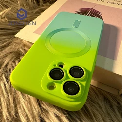 Luxury For Magsafe Magnetic Wireless Charge Gradient Contrast Case For iPhone 11 12 13 14 15 Pro Max Soft Silicone Frame Cover