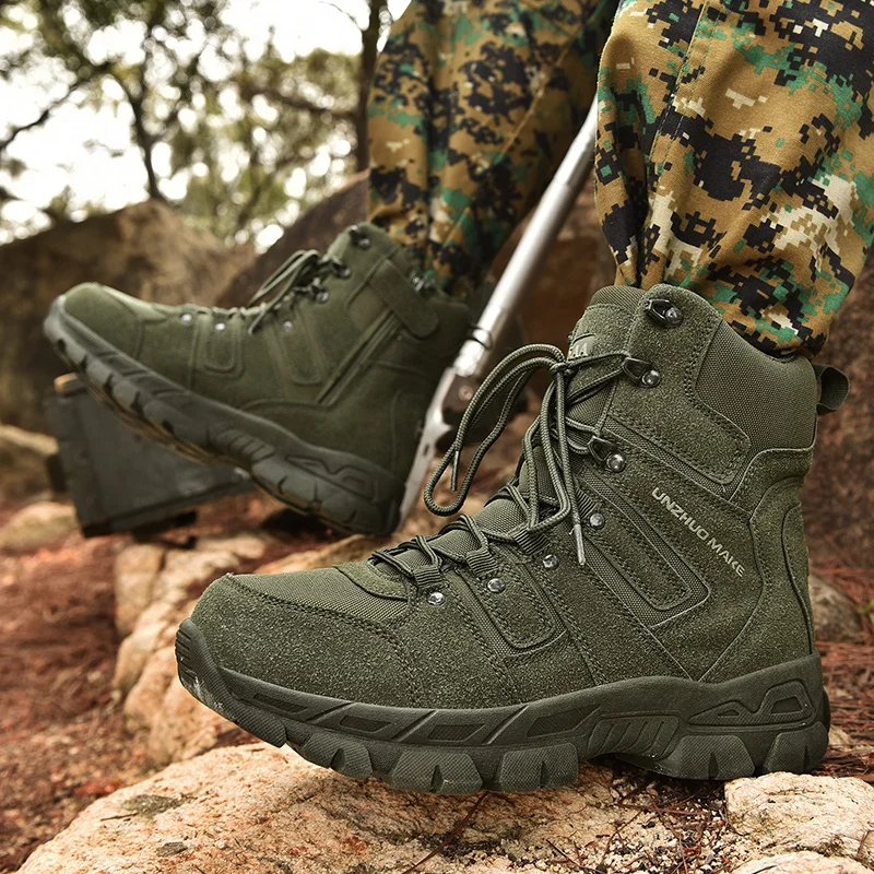 

Мужская походная обувь на молнии, дышащие повседневные прочные боевые ботинки, уличная удобная спортивная обувь на толстой подошве для мужчин