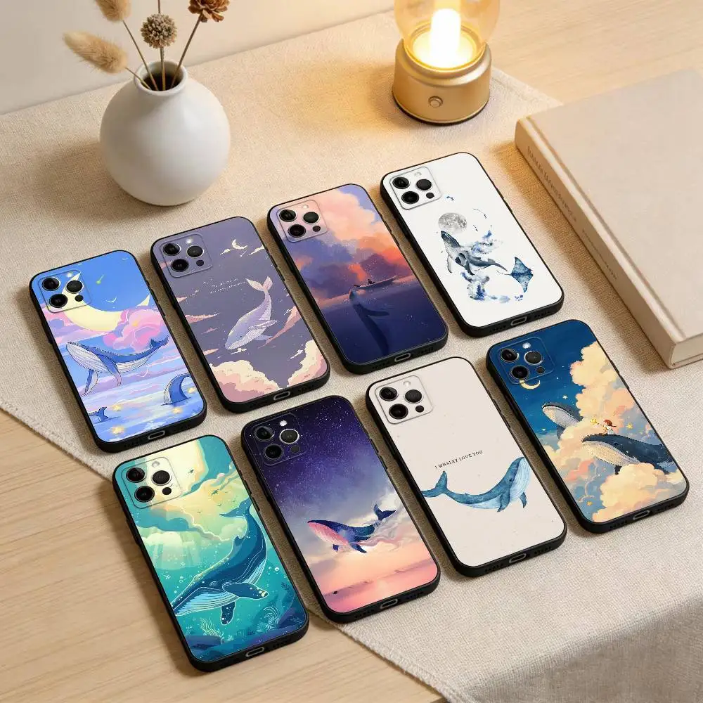 

G-Gentle COOL O-Ocean Whale Phone Case For iPhone 17,16,15,14,13,12,11 Plus,Pro Max,XS,Soft Silicone Black Cover